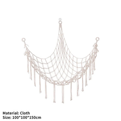1Pc Toy Hammocks Wall Corner Hanging Storage Net Organizer Woven Kids Stuffed Mesh Hammock Baby Animal Rope Hammock Bag Cotton