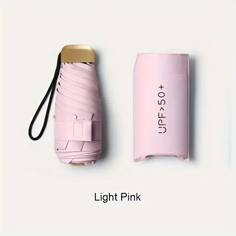 Ultra-Light UV Protection Umbrella - Compact, Foldable Design with Stainless Steel Handle for Sun & Rain, Durable 190T Canopy