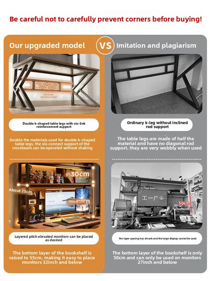 Ergonomic Gaming Desk with Built-in Bookshelf, Cable Management System | Compact Computer Desk for Small Spaces, Bedroom, Home