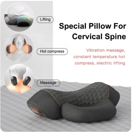 Electric Neck Massager Pillow Cervical Stretcher Heating Vibration Massage Back Traction Orthopedic Sleeping Pillows Support
