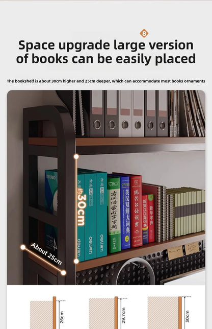 Ergonomic Gaming Desk with Built-in Bookshelf, Cable Management System | Compact Computer Desk for Small Spaces, Bedroom, Home