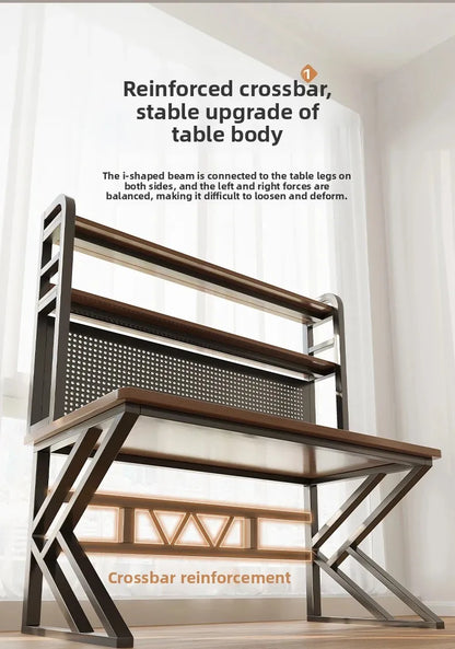 Ergonomic Gaming Desk with Built-in Bookshelf, Cable Management System | Compact Computer Desk for Small Spaces, Bedroom, Home