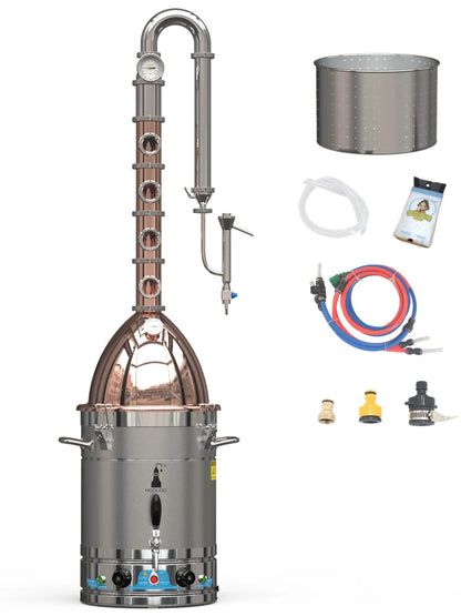 HOOLOO RST65 Distiller Home Electric Heating Moonshine Still Distillation Machine Copper Rocket Lid Column Brandy Whisky Rum