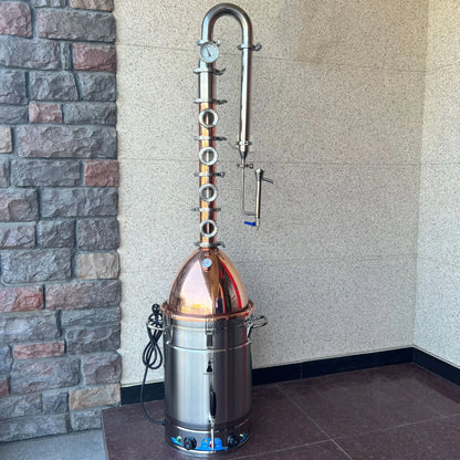 HOOLOO RST65 Distiller Home Electric Heating Moonshine Still Distillation Machine Copper Rocket Lid Column Brandy Whisky Rum