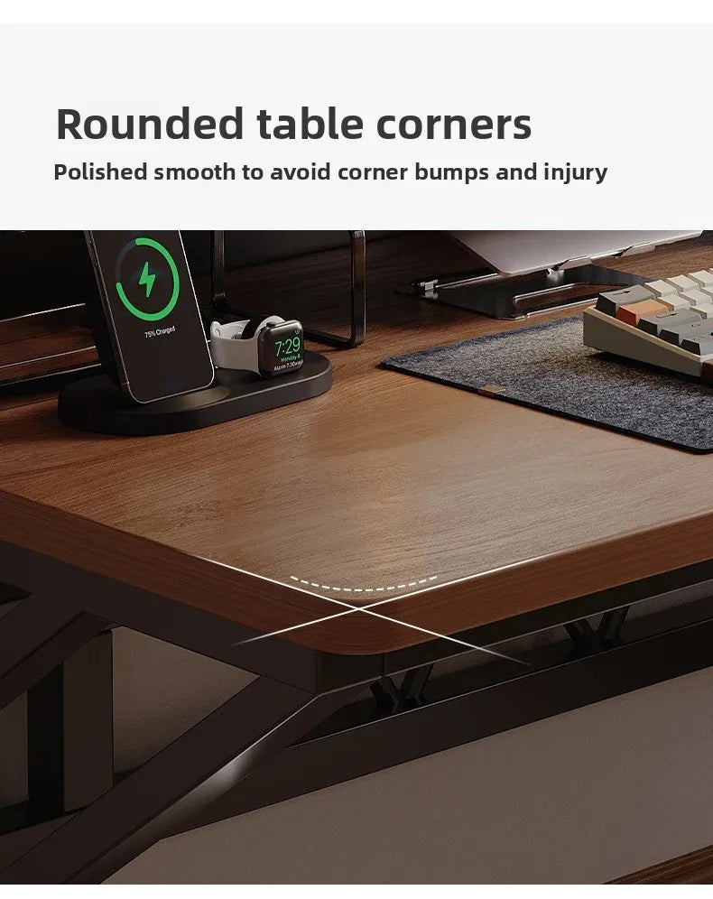 Ergonomic Gaming Desk with Built-in Bookshelf, Cable Management System | Compact Computer Desk for Small Spaces, Bedroom, Home