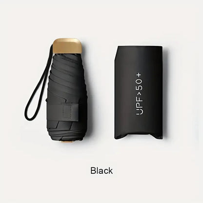 Ultra-Light UV Protection Umbrella - Compact, Foldable Design with Stainless Steel Handle for Sun & Rain, Durable 190T Canopy