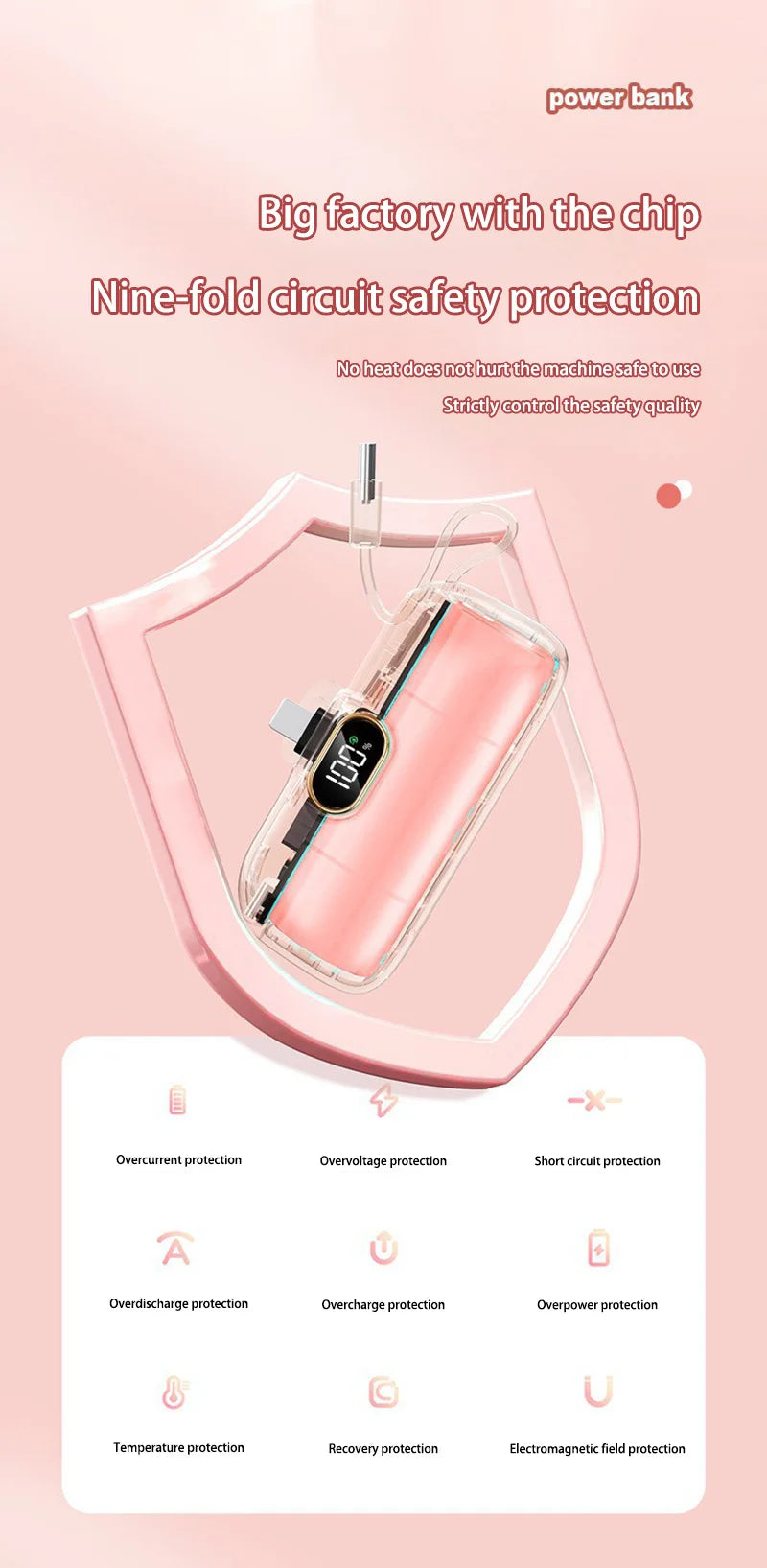 30000mAh Mini Portable Power Bank Capsule Mobile Power Supply Emergency External Battery Fast Charger For Type-c iPhone Samsung