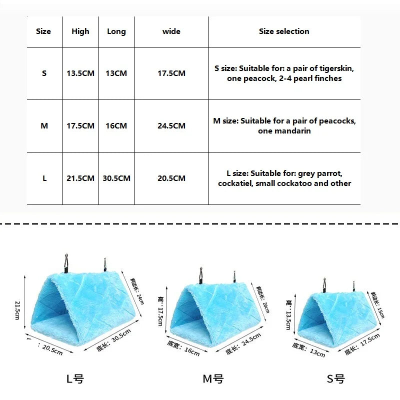 Bird Bed Winter Pet Bird Parrot Cages Warm Plush Hammock Hut Tent Bed Hanging Cave for Sleeping and Hatching Bird Accessories