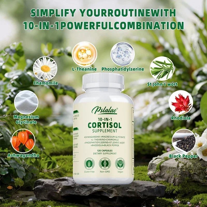 Cortisol Supplements - Balances Cortisol Response, Relaxation and Deep Sleep, Relieves Stress, Improves Focus, Energy LevelsSupp