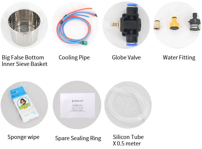 HOOLOO RST65 Distiller Home Electric Heating Moonshine Still Distillation Machine Copper Rocket Lid Column Brandy Whisky Rum